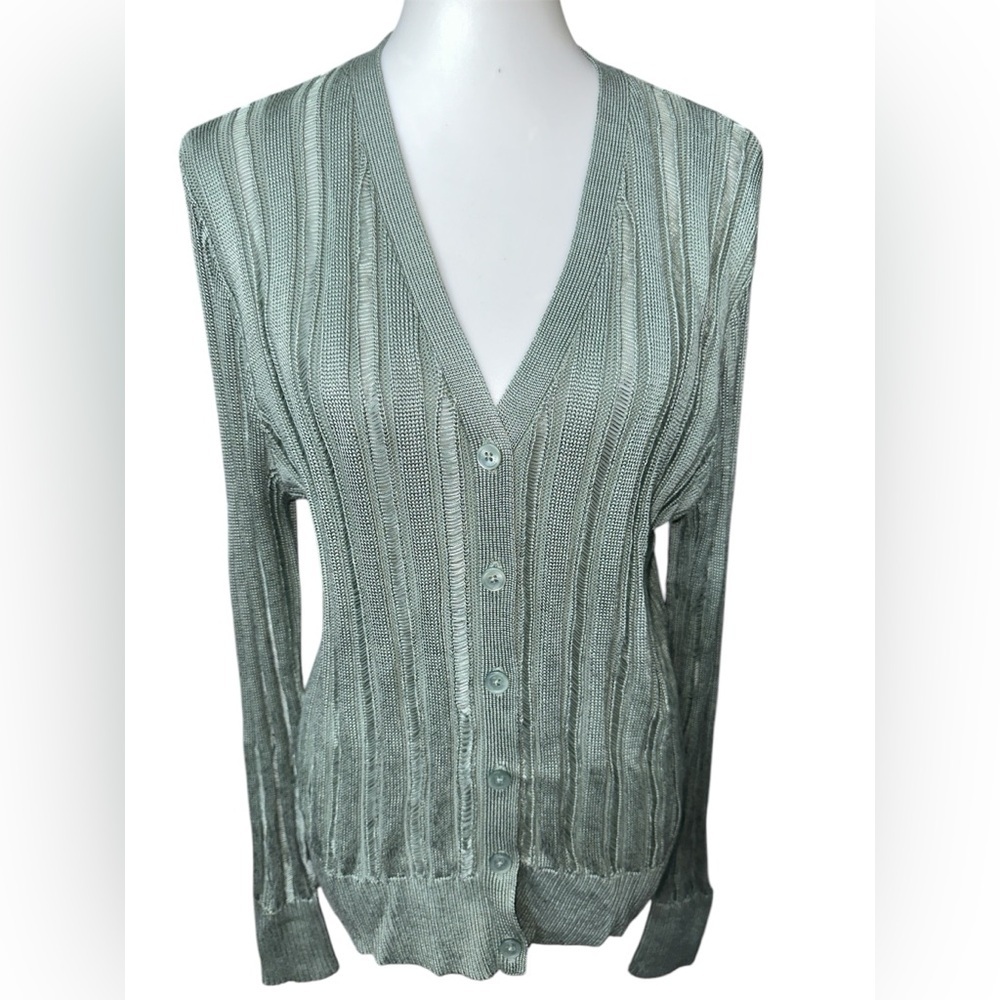 Ralph Lauren Black Label Women’s Cardigan Pointelle Knit Slim V-neck Swe… - Picture 2 of 16